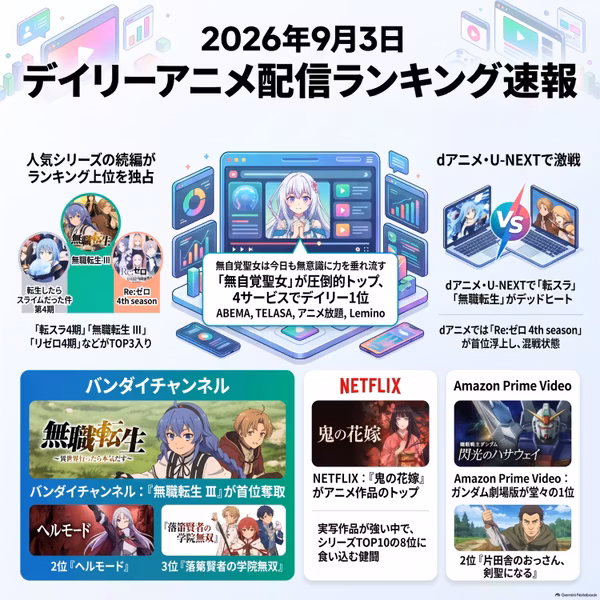 2026/09/03 - Daily SVOD Anime Ranking｜13サイトのデータが暴く視聴の罠
