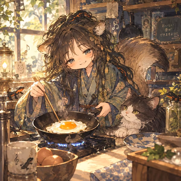 目玉焼きを焼く音