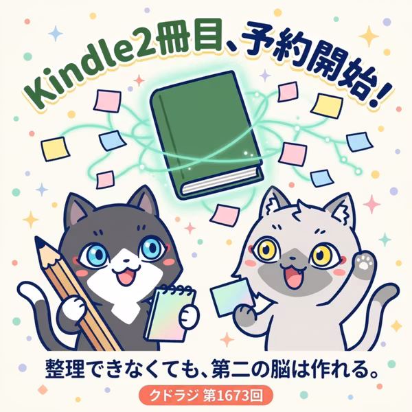 【お知らせ】Kindle2冊目『整理できなくても、第二の脳は作れる。』が予約受付中です！10月13日発売です！