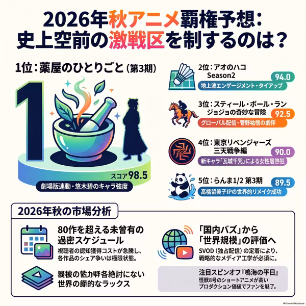 【2026年秋アニメ徹底予習】激戦の秋クール！全80作超の勢力図・覇権予想＆注目作ピックアップ