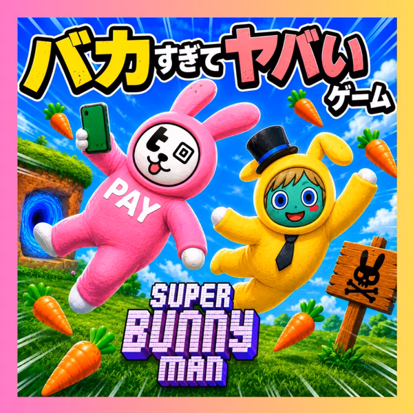【バカゲー＃18】V字開脚と巨大なボラギノールがたくさん詰まったゲームになりましたさ│スーパーバニーマン