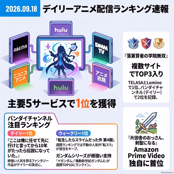 2026/09/18 - Daily SVOD Anime Ranking｜アニメ覇権を操る金曜日の仕掛け