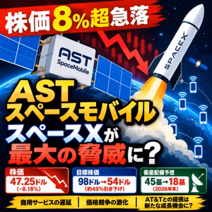 ASTスペースモバイル株8%急落！スペースXが最大の脅威に？目標株価45%引き下げの衝撃