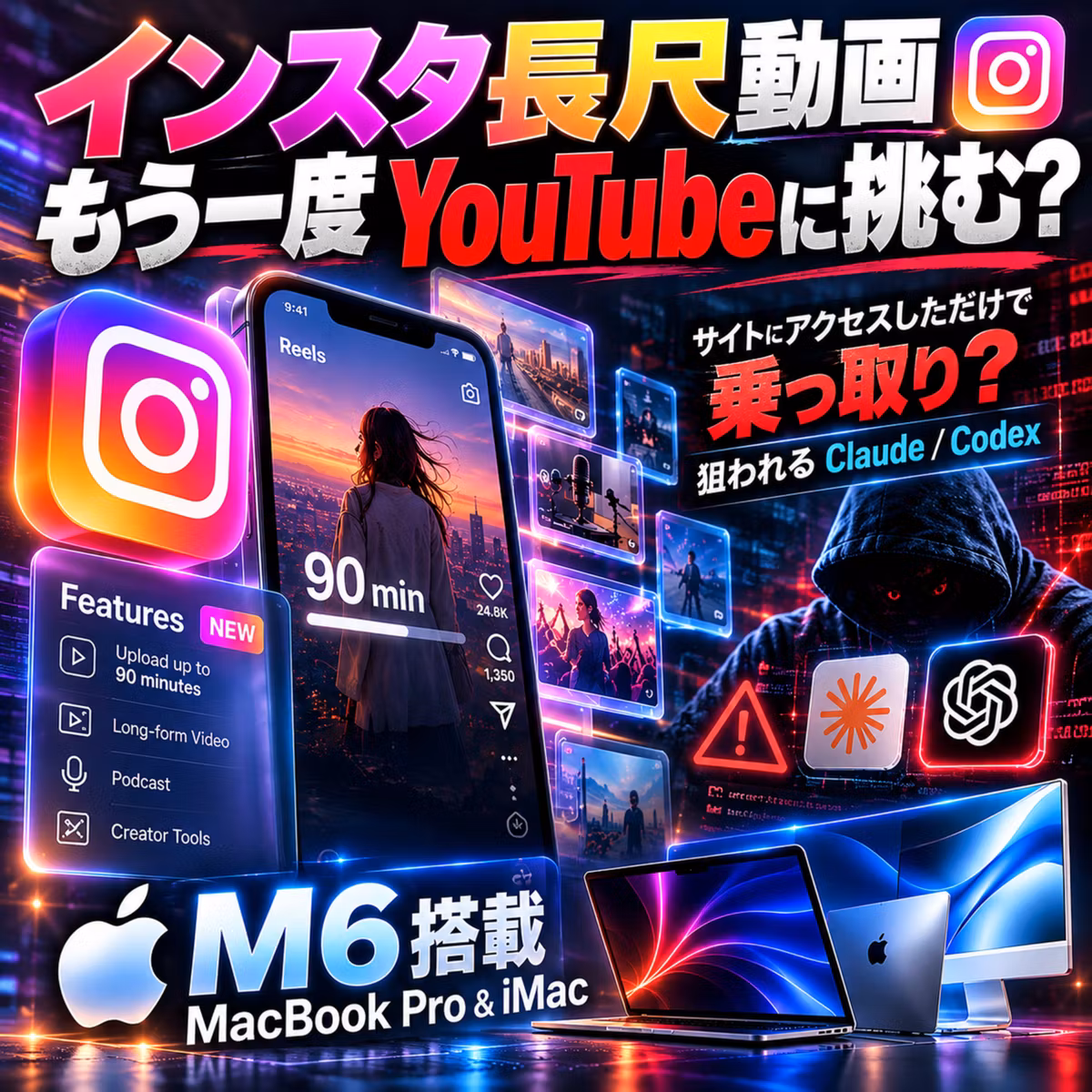 最新✨️インスタ逆襲の対YouTube🔥90分長尺動画新機能「Features」サイトにアクセスしただけで乗っ取り？狙われるClaude/Codex