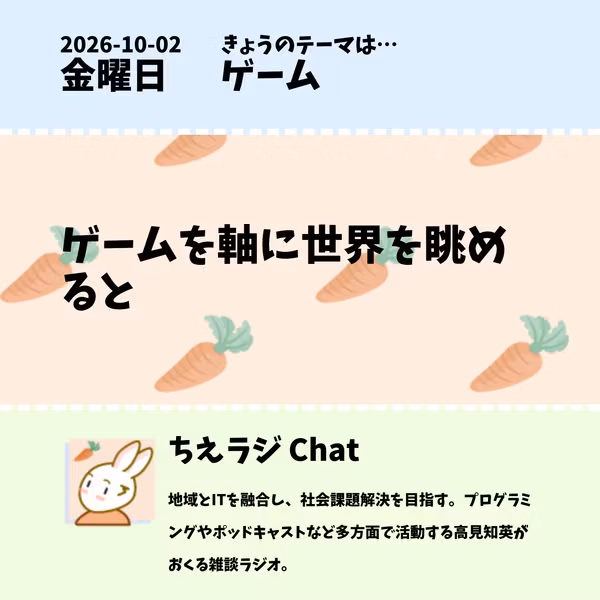 2026/10/02 ゲームを軸に世界を眺めると