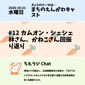 2026/10/21 まちのえんがわキャスト #12 カムオン・シェシェ 林さん、かねこさん回振り返り