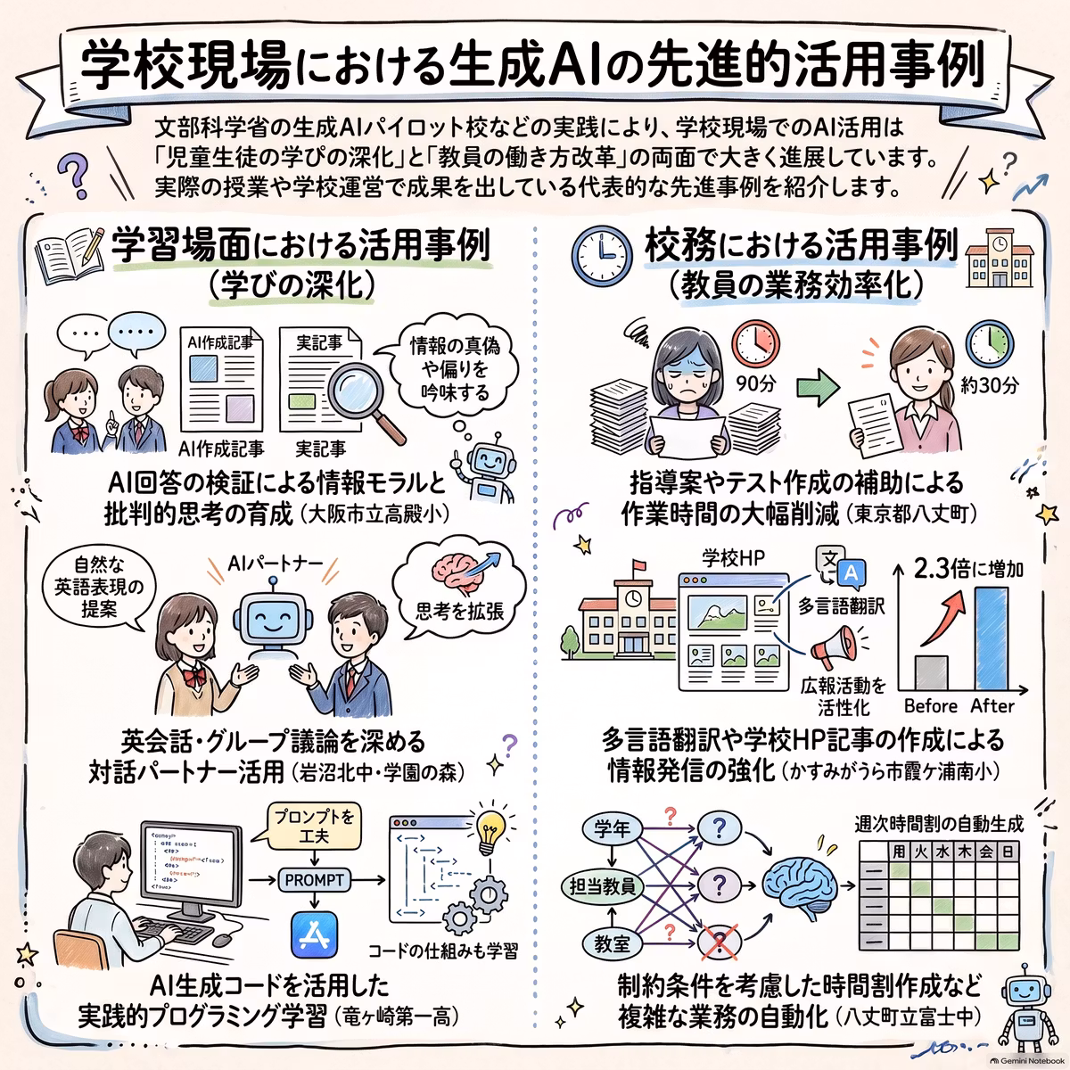 中高生とAI：学校教育におけるAI利活用と検討課題(先進的な活用事例)
