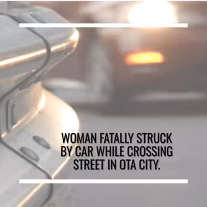 Woman Fatally Struck by Car While Crossing Street in Ota City.