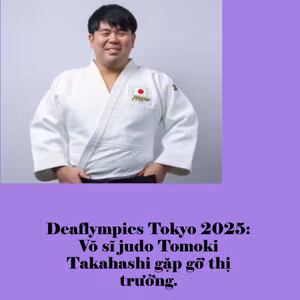 Deaflympics Tokyo 2025: Võ sĩ judo Tomoki Takahashi gặp gỡ thị trưởng.
