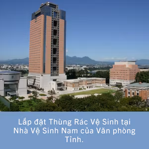 Lắp đặt Thùng Rác Vệ Sinh tại Nhà Vệ Sinh Nam của Văn phòng Tỉnh.