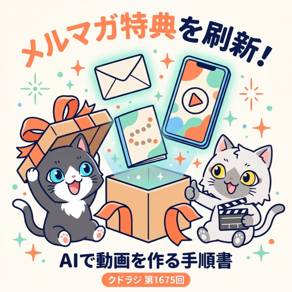 【クドラジ通信】メルマガの登録特典を刷新！動画編集ソフトなしで、AIで動画を作る方法を教えます！