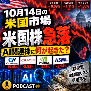 【米国株急落】AI関連株に何が起きた？コアウィーブ15%安、オラクルも急落｜10月14日の米国市場