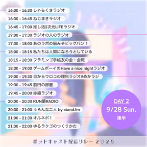 今年も開催！！ 　#ポッドキャスト配信リレー2025  (2-69)