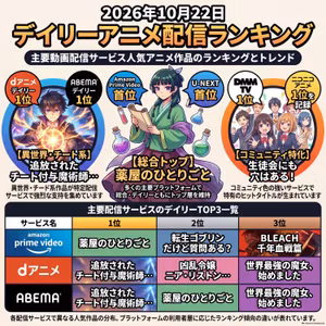 2026/10/22 - Daily SVOD Anime Ranking｜曜日に支配される配信アニメランキング